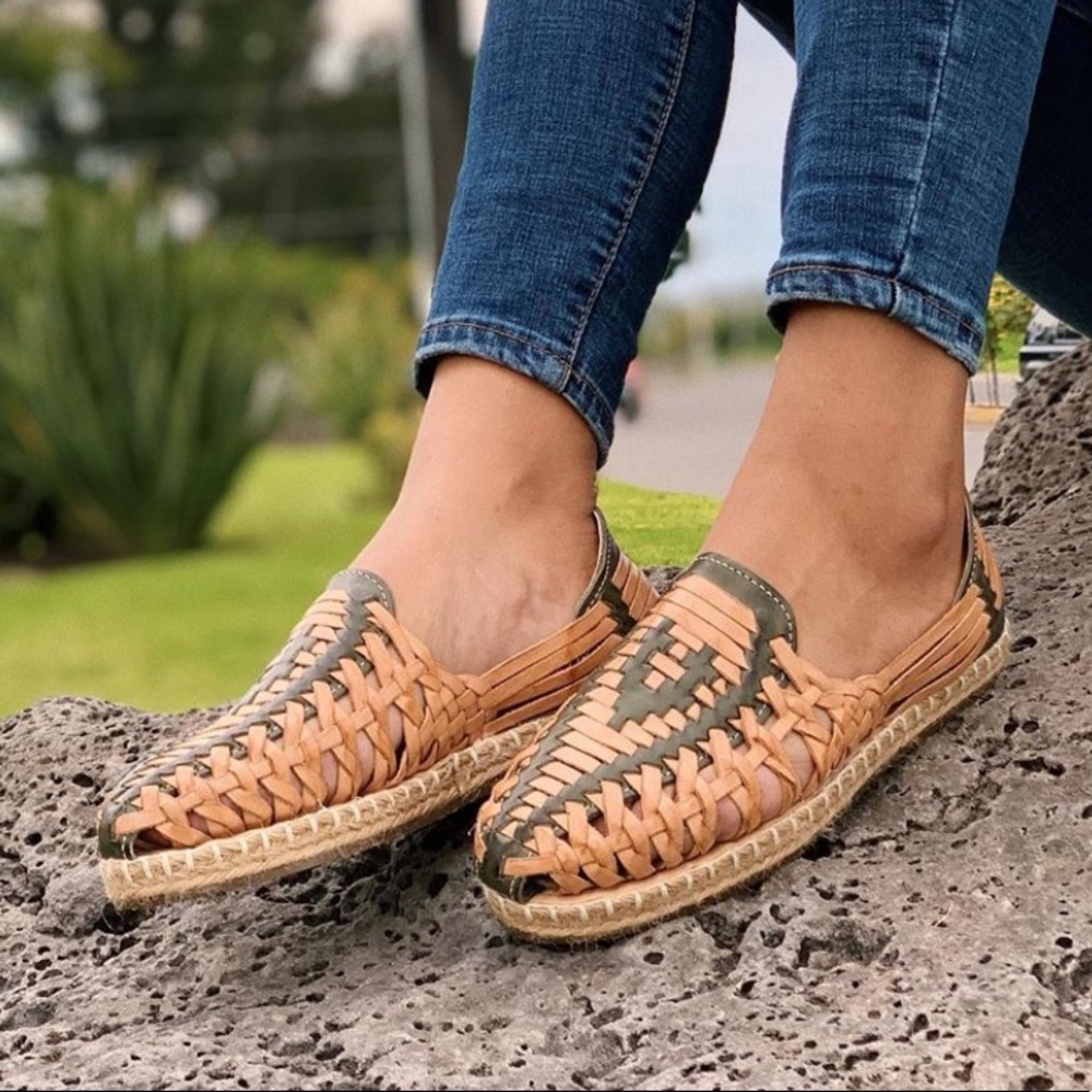 Huaraches leather tan/black